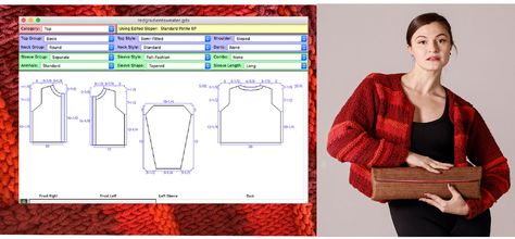 Hand knit sweater designed using Garment Designer software (Windows or Mac). Polar Fleece Jacket, Hand Knit Sweater, Hem Stitch, Studio Home, Windows Software, Empire Waist Dress, Grid Design, Hand Knitted Sweaters, Sweater Design