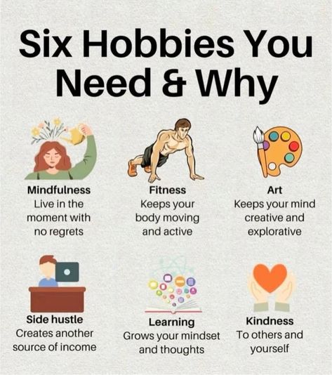 You Should Have 5 Hobbies, How Many Hobbies Should You Have, High Value Hobbies, Types Of Hobbies, Different Hobbies, Fitness Art, Skills To Learn, Hobbies And Crafts, Better Life