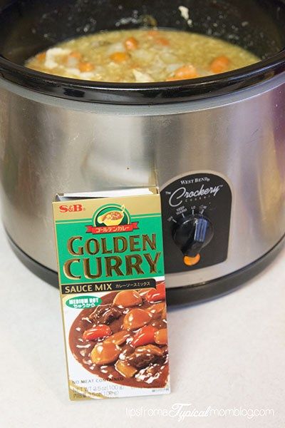 Crock Pot Golden Curry S&b Golden Curry Recipe, Golden Curry Recipe, Chicken Curry Crockpot, Chicken Potatoes Carrots, Brick Recipe, Crock Pot Curry, Carrots Chicken, Slow Cooker Curry Recipes, Golden Curry