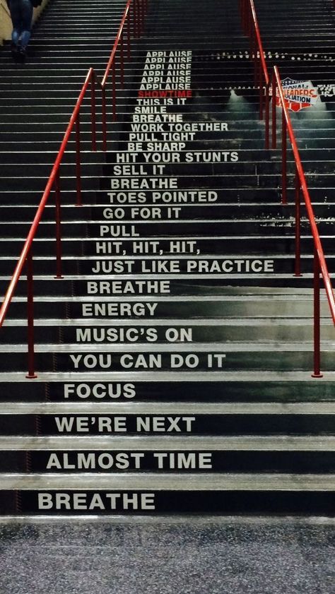 Nca Cheer, Stair Quotes, Cheer Hacks, Cheerleading Quotes, Cheerleading Competition, Gymnastics Quotes, Cheer Workouts, Cheer Stunts, Competitive Cheer