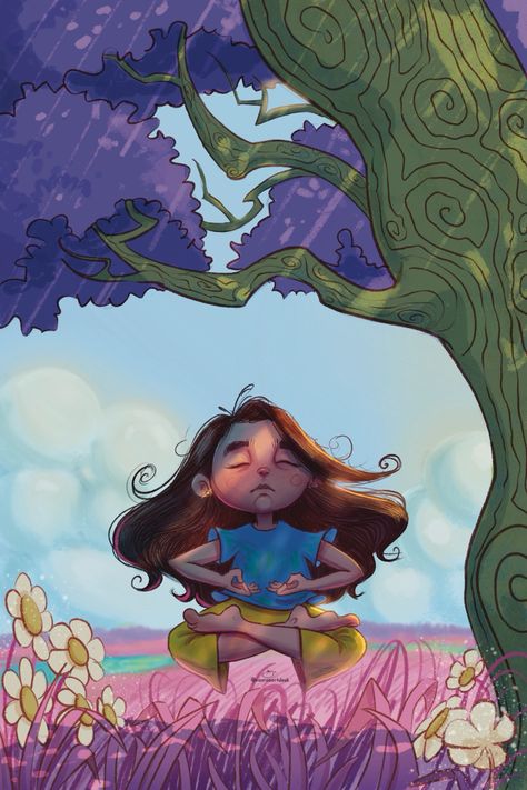 Magical illustration about meditation Meditation Illustration Art, Meditating Drawing, Meditating Illustration, Exam Illustration, Meditation Illustration, Magical Illustration, Imagination Illustration, Illustration Practice, Meditation Kids