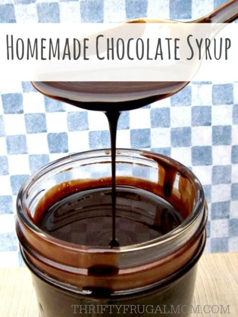 Healthier than the store bought version, this Homemade Chocolate Syrup recipe is inexpensive, super simple to make and so delicious! It's perfect for chocolate milk or as an ice cream topping. Chocolate Syrup Recipes, Healthy Fudge, Homemade Chocolate Syrup, Dip Sauce, Frugal Mom, Homemade Syrup, Ice Cream Toppings, Clotted Cream, Dessert Sauces