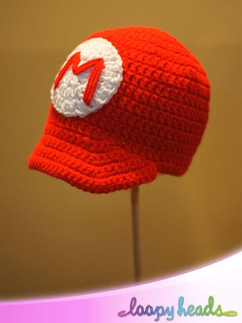 Super Mario Bros Inspired Hats Mario Luigi or Toad by LoopyHeads, $18.00 Crochet Hat Kids, Crochet Mario, Super Mario Hat, Crochet Shawl Tutorial, Mario Hat, Crochet Hat Tutorial, Crochet Pillow Patterns Free, Crochet Sweater Dress, Crochet Scarf Pattern Free