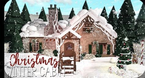 One Story Christmas House Bloxburg, Bloxburg Winter Wonderland Layout, Bloxburg Winter Cottage, Christmas Cottage Bloxburg, Christmas Cabin Bloxburg, Bloxburg Gingerbread House, Christmas Bloxburg Houses, Christmas Home Bloxburg, Christmas Town Bloxburg