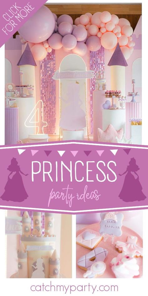 Princess Party Table Decor, Princess Dessert Table, Pink Princess Party, Grinch Party, Girls Birthday Party Themes, Princess Decorations, Parties Ideas, Princess Theme Party, Party Trends