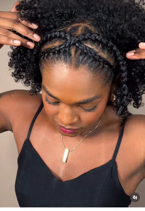 Natural Hair With Tiara, French Braid Hairstyles For Black Women Natural Hair, French Braid On 4c Natural Hair, Natural Hair Crown Braid, Crown Braid Tutorial Natural Black Hair, Black Hair Makeup, Natural Hair Growth Tips, Quick Natural Hair Styles, Short Hair Pixie Cuts