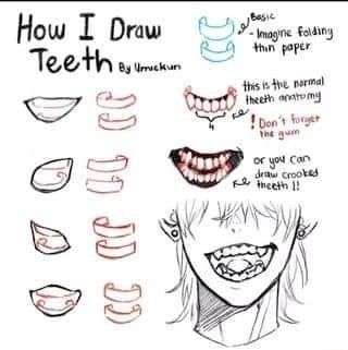 Draw Teeth, Teeth Drawing, Drawing Face Expressions, Mouth Drawing, Body Drawing Tutorial, Art Tools Drawing, Sketches Tutorial, Drawing Expressions, Concept Art Drawing