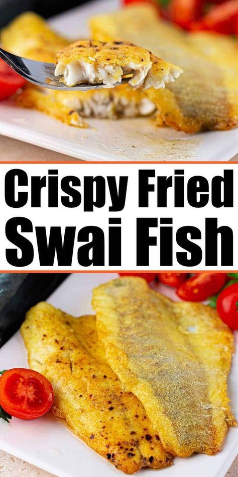 Are you looking for a quick and easy dinner idea? Why not try our Fried Swai fish recipe with a light breading! It's the best way to cook Swai fish and can be easily prepared on the stove top, ready to serve in just about 20 minutes. You can season the outside to your liking with Old Bay, red pepper flakes, or your own choice of spices. Each bite is flaky and moist, making it a delicious and satisfying meal. Fried Swai Fish, Fish Recipes Swai, Fried Swai, Swai Recipes, Baked Swai, Steamed Fish Recipes, Cornmeal Recipes, Swai Fish, Fish Recipes Baked