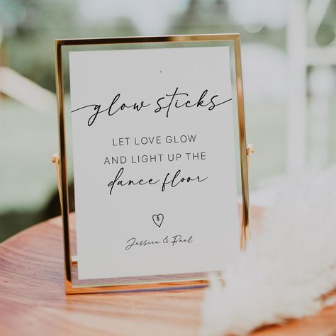 Glow Sticks Sign Template, Let Love Glow Sign, Minimalist Wedding Sign, Glow Sticks Send off Sign, Editable Template - Etsy Let Love Glow, Glow Wedding, Mac Laptop, Glow Sticks, Sign Templates, Event Styling, Wedding Sign, Personalized Prints, Minimalist Wedding