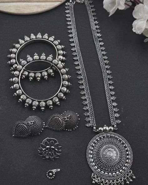 Do have a look on our authentic Oxidised Jewellery Set 💗🌸 . 👉🏻 Swipe to see the varieties . Visit our website to order 🎀 Link in Bio 📎 . Also Follow us for such other exclusive offers and trendy designs 🤍 . #jewelleryset #necklace #ring #earrings #studs #bangles #kada #toerings #nosepin #jewelry #oxidisedjewellery #traditional #unique #fashion #indianjewellery #indiantraditionalwear #oxidize #accessories #style #trending #jewelleryofinstagram #onlineshopping #jewellerylovers #jewellerydesign... Oxidised Jewellery Set, Accessories Style, Necklace Ring, Oxidised Jewellery, Earrings Studs, Trendy Designs, Jewellery Set, Indian Jewellery, Toe Rings