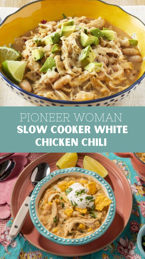 Pioneer Woman Slow Cooker White Chicken Chili White Chicken Chili Slow Cooker Pioneer Woman, Chicken Chili Pioneer Woman, Pioneer Woman White Chicken Chili, White Chicken Chili Pioneer Woman, Meals To Make With Chicken, Garlic Broth, Slow Cooker White Chicken Chili, Pumpkin Cornbread, White Chicken Chili Slow Cooker