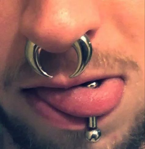 Stretched Tongue Piercing, 6 Gauge Septum, Gauged Septum Piercing, Stretched Septum Pincher, 00g Septum, 0g Septum, 4g Septum, Stretched Septum Piercing, Gauged Septum