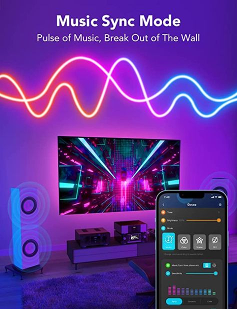 Amazon.com: Govee RGBIC Neon Rope Lights, 16.4ft Neon Lights with Music Sync, Creative DIY Design, Works with Alexa and Google Assistant, LED Strip Lights for Living Gaming Room Wall Decor (Not Support 5G WiFi) : Tools & Home Improvement Neon Rope Light, Game Room Wall Decor, Neon Rope, Diy Entertainment, Gaming Room Decor, Window Display Design, Led Rope Lights, Led Rope, Rope Lights