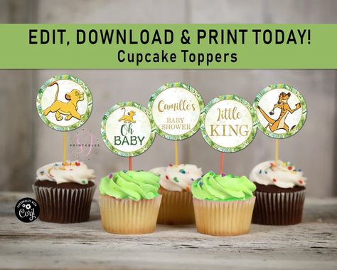 Simba Birthday Party, Birthday Lion King, Simba Baby Shower, Straw Decorations, Lion King Baby Shower, Lion King Baby, Lion King Birthday, Party Topper, Baby Shower Cupcake Toppers