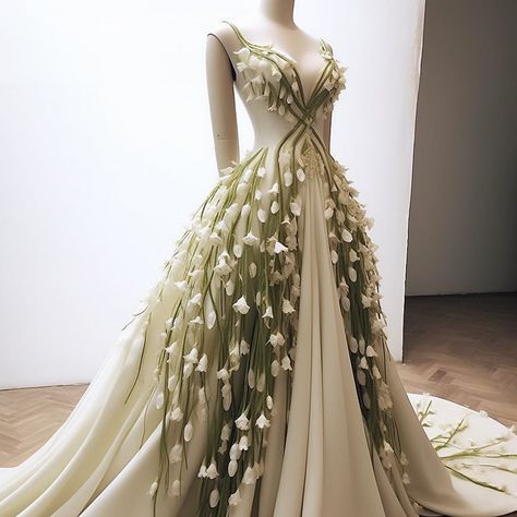 Gown Dress Design, Dress Design Ideas, Fairy Gown, Fairy Wedding Dress, Whimsical Fairy, Fairy Dresses, Nature Dress, Fairy Wedding, Fantasy Dresses