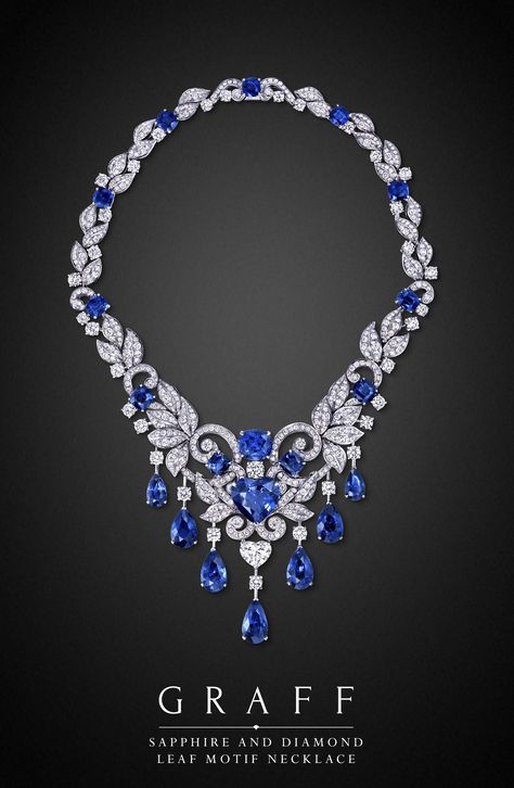 Sapphire_and_Diamond-House of Graff- Sapphire - Diamonds- Rubies- Emeralds - Watches -Brooches Graff Jewelry, Silver Drop Necklace, Diamond Necklace Designs, Fabulous Jewelry, Sapphire Necklace, Sapphire Jewelry, Gorgeous Jewelry, Bridesmaid Jewelry, Bling Jewelry