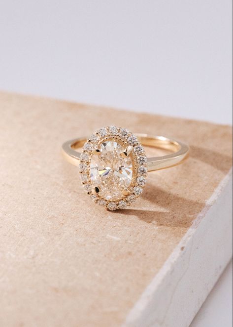 Oval Halo Engagement Ring Yellow Gold, Oval Single Halo Engagement Ring, Yellow Gold Oval Halo Engagement Ring, Oval Gold Halo Engagement Ring, Vintage Yellow Gold Engagement Rings, Oval Engagement Ring Gold Halo, Oval Halo Gold Engagement Ring, Oval Engagement Rings With Halo, Oval Yellow Diamond Ring