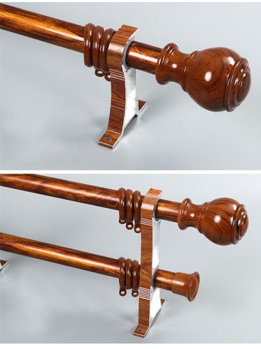 QYR53 28mm Diameter 3.0 mm Thickness Super Thick Aluminum Alloy Wood Grain Single Double Curtain rod set(Color: Teak) Rod Curtains, Double Curtain Rod Set, Double Curtain Rod, Double Rod Curtains, Double Curtains, Rod Set, Custom Curtains, Curtain Rod, Dressing Room