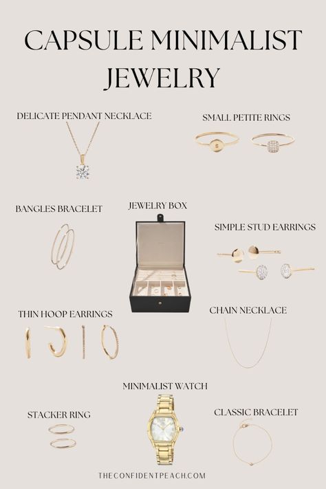 Timeless Minimalist Jewelry Pieces Every Woman Should Own. From delicate studs to versatile pendant necklaces, these timeless pieces are perfect for any capsule wardrobe. For women who love simplicity and sophistication. Shop the jewelry.... #MinimalistJewelry #CapsuleWardrobe #TimelessStyle #ElegantAccessories #FashionEssentials #Affiliate Basic Jewelry Essentials, Timeless Jewelry Pieces, Jewelry Capsule Wardrobe, Capsule Accessories, Minimalist List, Jewellery Guide, Staple Accessories, Jewelry Capsule, Minimalist Accessories Jewellery