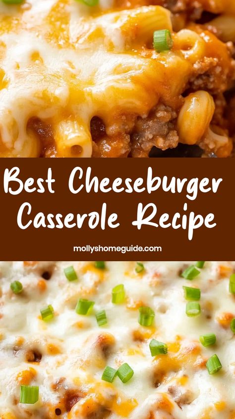 Indulge in the ultimate comfort food with this mouthwatering cheeseburger casserole recipe. Perfect for busy weeknights or family gatherings, this dish combines all the delicious flavors of a classic cheeseburger in a hearty and satisfying casserole form. Packed with ground beef, gooey melted cheese, savory seasonings, and topped with crispy tater tots, this cheesy casserole is sure to be a hit with everyone at the table. Cheeseburger Casserole With Tomato Soup, Hamberburger Casserole, Easy Casserole With Ground Beef, Hamburg Casserole Recipes, Casserole Dishes With Ground Beef, What To Make With Hamburger Meat, Easy Beef Casserole Recipes, Ground Beef Burger Recipes, Big Mac Tater Tot Casserole