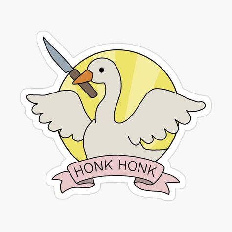 Goose Knife, Goose With Knife, Goose Sticker, Custom Magnets, Hard Hats, Funny Stickers, Custom Stickers, Favorite Tv Shows, Sticker Design