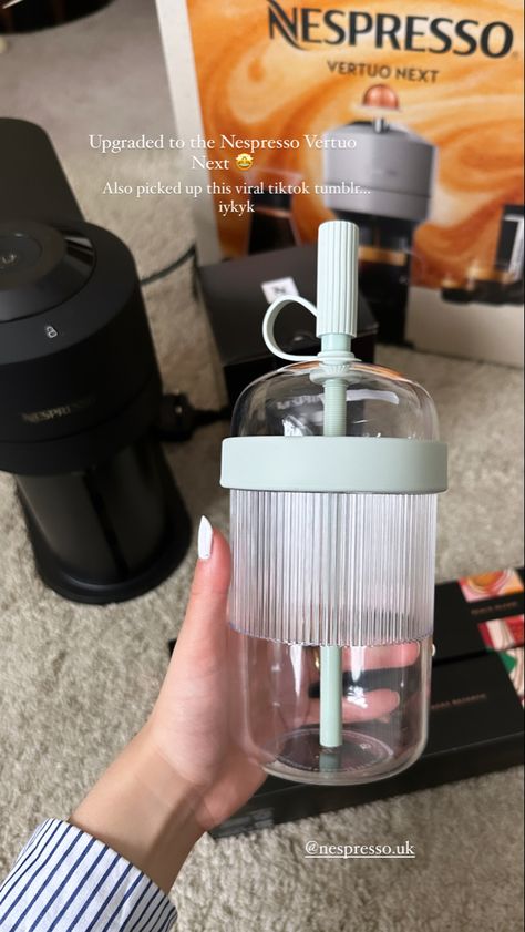 Nespresso nomad tumbler cup Nespresso Nomad Tumbler, Coffee Nespresso, Coffee Lattes, Come Dine With Me, Birthday Vibes, Casual Nails, Iced Coffee Cup, Vertical Lines, January 2024