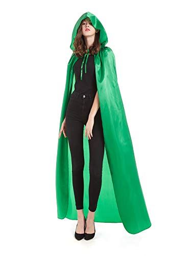 Diffly 59" Satin Hooded Cape Unisex Halloween Cloak for Devil Witch Wizard Halloween Christmas Cosplay (Green) Best Halloween Costumes & Dresses USA Christmas Masquerade, Wizard Halloween, Halloween Cloak, Halloween Costume For Women, Cape With Hood, Cape Costume, Christmas Cosplay, Costume For Women, Blue Clothing