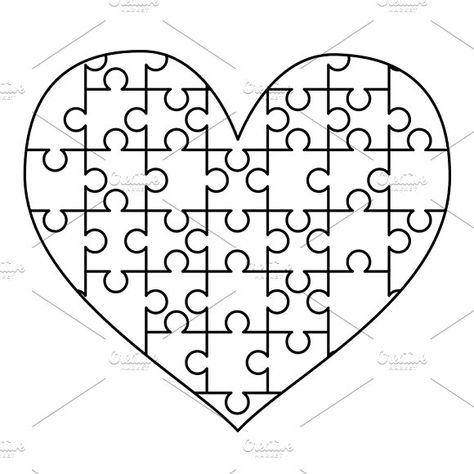 Jigsaw Puzzle Template, Puzzle Piece Template, Puzzle Template, Puzzle Crafts, Heart Puzzle, Shapes Images, My Grandson, So Creative, Creative Sketches