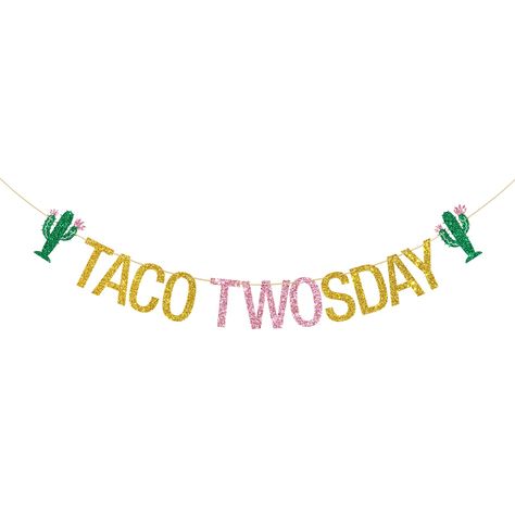 PRICES MAY VARY. [🌮What You Will Get🌮]1 piece blak glittery TACO TWOSDAY banner.This banner is perfect to decorate girls 2nd birthday party,which can make your party more shiny. [🌵Material🌵]Made of premium high quality food safe glitter cardboard, need simple assembly, super shiny under light. [🌮Size🌮]8.5 ft,can be hung anywhere you want, such as outdoor, living room, study, bedroom, etc. [🌵Packaging🌵]Contains the corresponding number of letters and accessories, one strings long enough t 2nd Birthday Taco Party, Taco 2nd Birthday Party Girl, Simple Second Birthday, Taco Twosday Birthday Boy, Taco Twosday Birthday Girl, Two Cake Topper, Taco Twosday, Taco Party, 2nd Birthday Party Themes