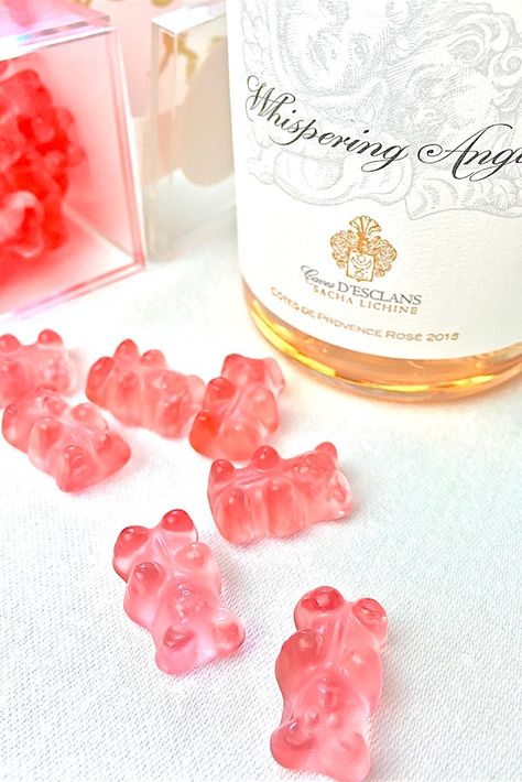 We can't get ENOUGH of Sugarfinas DELICIOUS Whispering Angel Rosé-Infused Gummy Bears! | TheGlamorousGourmet.com Whispering Angel Rose, Candy Photography, Candy Boutique, Funny Nurse Quotes, Whispering Angel, Cheap Wine, Rose Gold Party, Luge, Snacks Für Party