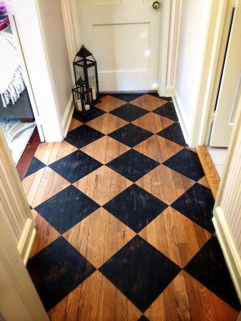 Checkered hardwood floors. Spunky meets traditional. Cant tell if i like it or dislike it? Floating Cottage, Checkerboard Floor, End Of Winter, Redwood City, Home Designs, House Tour, Dream House Decor, Home N Decor, Floor Design