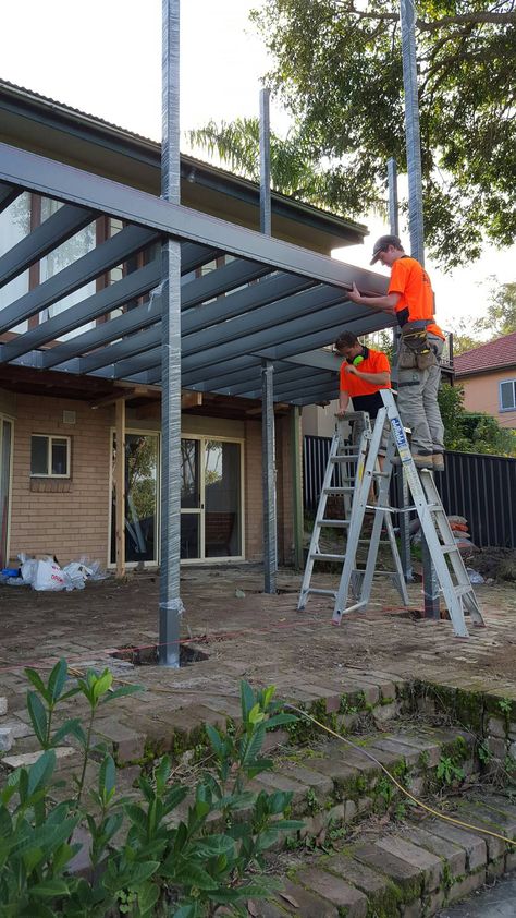 Metal Deck Framing, Deck Columns, House Balcony Ideas, Steel Deck Framing, Deck Framing, Deck Flooring, Metal Deck, Steel Deck, Deck Designs Backyard