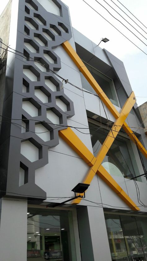 Commercial Exterior Design Facades Office Buildings, Acp Exterior Design, Hoarding Board, Building Elevations, Calisthenics Workout For Beginners, Circle Geometry, Jaali Design, Retail Facade, Commercial Design Exterior