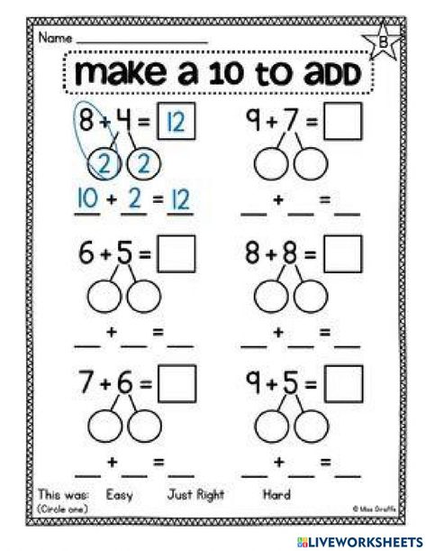 Make A 10 To Add Activities, Addition Fact Fluency, Making Ten, 2nd Grade Math Worksheets, 1st Grade Math Worksheets, Addition Facts, Math Intervention, Fact Fluency, Math Strategies