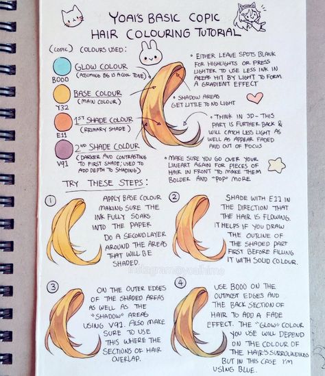 How To Shade Hair With Alcohol Markers, How To Draw Hair With Alcohol Markers, How To Color Hair With Alcohol Markers, Marker Hair Tutorial, Marker Hair Drawing, Hair Colour Tutorial Drawing, Alcohol Marker Drawing Tips, Alcohol Marker Hair Tutorial, Yoaihime Tutorial