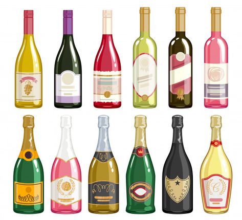 Wine Bottle Clipart, Wine Bottle Drawing, Wine Bottle Illustration, Cute Wine Bottle, Bar Illustration, Wine Clipart, Bottle Illustration, Wine Rose, Wine Bottle Stickers