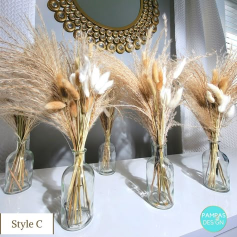 Affordable Wedding & Event Centerpieces Set 4 6 12 Including - Etsy Bud Vases Wedding Centerpiece, Pampas Grass Centerpiece, Dried Floral Decor, Bud Vases Wedding, Grass Centerpiece, Event Centerpieces, Engagement Dinner, Jar Centerpieces, Event Centerpiece