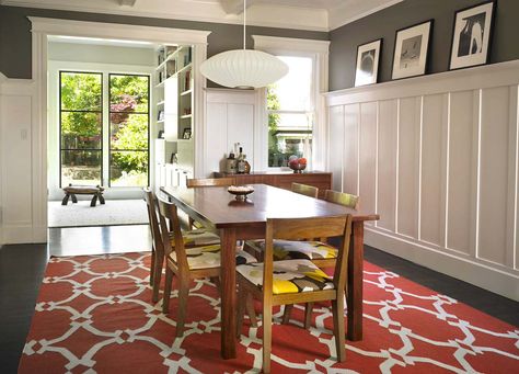 Traditional Edwardian home gets rehabbed in San Francisco Bay Area High Wainscoting, Modern Dining Rooms Contemporary, Wainscoting Height, Wainscoting Hallway, Wainscoting Stairs, Wainscoting Kitchen, Wood Wainscoting, Painted Wainscoting, Wainscoting Bedroom