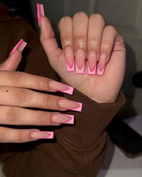 Kylie Nails, Pink Tip Nails, Acrylic Toe Nails, Girly Acrylic Nails, Work Nails, Pink French, French Acrylic Nails, Classy Acrylic Nails, Short Square Acrylic Nails