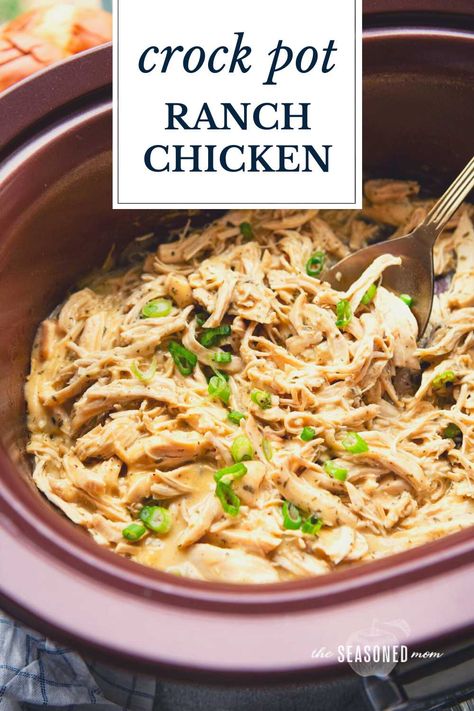 This easy ranch chicken crock pot recipe yields flavorful, tender, shredded meat that's delicious in sandwiches and wraps, in tacos or burritos, and on salads or rice bowls. With just 10 minutes of prep, it’s a quick, simple, and family-friendly weeknight dinner! Crock Pot Chicken For Wraps, Crockpot Chicken For Wraps, Crock Pot Shredded Chicken Recipes, Ranch Shredded Chicken, Easy Ranch Chicken, Crock Pot Shredded Chicken, Crockpot Ranch Chicken, Crock Pot Ranch Chicken, Crockpot Pulled Chicken