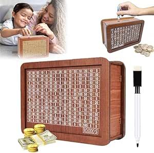 Generic Cash Vault Wooden Savings Box,Retro Reusable Wooden Money Box,Money Box with Counter with Numbers Ticks, Wooden Coin Bank for Boys and Girls (E:$10000) Saving Money Goals, 10000 Dollars, Toy Money, Wooden Piggy Bank, Money Saving Box, Bank Money, Wooden Money Boxes, Cash Box, Money Jars