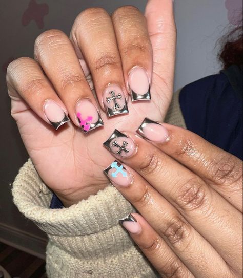 @mspresidentiall on ig located in Chicago Acrylic Shorties, Heart French Tips, Henna Nails, Mens Nails, Acrylic Toe Nails, Hard Nails, Claw Nails, Gel Nails Diy, Girly Acrylic Nails