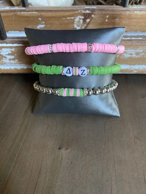 Delta Zeta/DZ 3 Custom Bracelet-Officially Licensed-Sorority Greek Letter Bracelets-Sorority Bid Day Gift-Sorority Initiation Gift by GSLCreations on Etsy Sorority Initiation, Little Gift Ideas, Little Gifts Sorority, Letters Sorority, Bid Day Gifts, Letter Bracelets, Delta Zeta Sorority, Keep Bracelet, Sorority Names