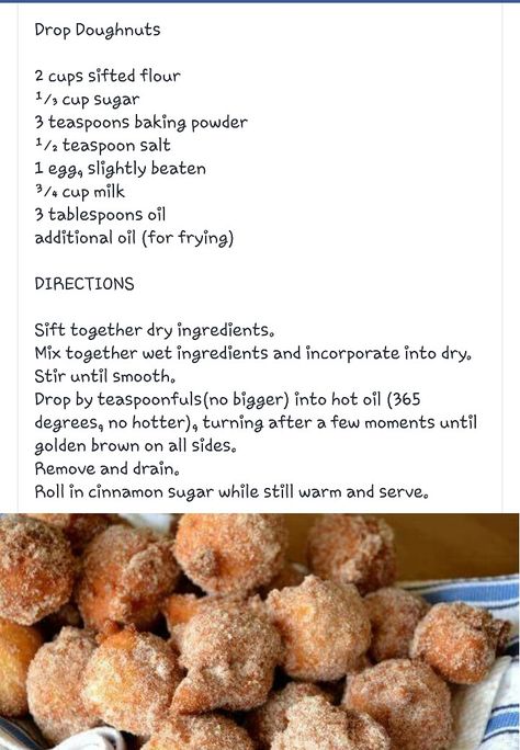 Drop Dougnuts Drop Donuts Recipes, Spudnut Donut Recipe, Sugar Twist Donut Recipe, Cinnamon Twist Donut Recipe, Drop Donuts Old Fashioned, Yeasted Donut Recipe, Donut Recipe Fried, Scones Cinnamon, Malasadas Recipe