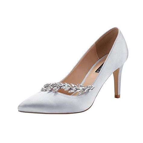 ERIJUNOR Pointed Toe Mid Heels Wedding Party Evening Dress Pumps for Women #Pumps, #Shoes, #Women, #Clothing, Shoes & Jewelry, Xv Shoes, Satin Dress Shoes, Prom Dancing, Prom Pumps, Dancing Party, Special Occasion Shoes, Heels Wedding, Cocktail Club, Bride Groom Dress