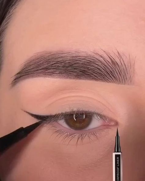 Beauty & Makeup 😍 on Instagram: "Eyeliner tutorial Credit @paulina_kurkowska Follow me (@thatcosmeticsfeed) for more posts like this ☺️❤️" Quick Makeup Tutorial, Beginner Eyeshadow, Winged Eyeliner Tutorial, Smokey Eyeliner, Eyeliner Products, Eyeliner Tattoo, Eyeliner Looks, Eyeliner Tutorial, Eyeshadow Tutorial