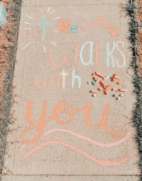 Christian Chalk Art, Driveway Chalk, Easy Chalk Drawings, Diy Engagement Gifts, Jesus Is My Friend, Fun Chalk Art, Side Walk, Chalk Ideas, Sidewalk Chalk Art