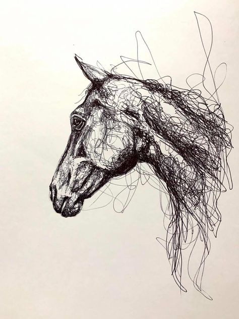 Scribble Drawings, Biro Drawing, Biro Art, Personal Portrait, Horse Art Drawing, Watercolor Dog Portrait, Gcse Art Sketchbook, Horse Sketch, Animal Pen