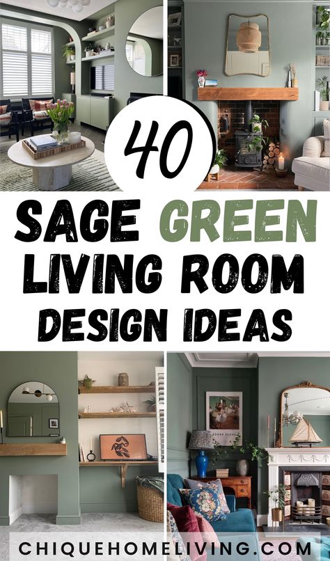 Bring tranquility and style into your space with these 40 Best Sage Green Living Room Ideas! 🌿✨ Discover the soothing elegance of sage green hues, from lush furniture to serene decor accents. Whether you prefer a modern look or a touch of vintage charm, these inspirations will elevate your living room. Dive into the world of calming color palettes and explore creative ways to incorporate sage green into your home. #SageGreenDecor #LivingRoomInspo #HomeInteriors #InteriorDesign Lounge Decor Green Color Schemes, Sage Farmhouse Living Room, White And Green Living Room Decor, Small Living Room Ideas Sage Green, Farmhouse Living Room Sage Green, Sage Green Family Room Walls, Sage Couch Living Room Decor, Sage Green Farmhouse Living Room, Sage Green Traditional Living Room