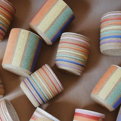 Michelle Luu Pottery on Instagram: "Happy Monday, friends! I have ambitious plans for the next few months. I’ve already started working on my rainbow collection (where 30% of proceeds will go towards a LGBTQ+ non profit organization) which will drop in June. But I’m also going to have another drop of flora, foraging, and strawberry cups in July! Wish me luck! 😅🧡" Pride Pottery, Strawberry Cups, Rainbow Pottery, Wish Me Luck, Non Profit Organization, Pottery Designs, Pottery Ideas, Nonprofit Organization, Pottery Painting